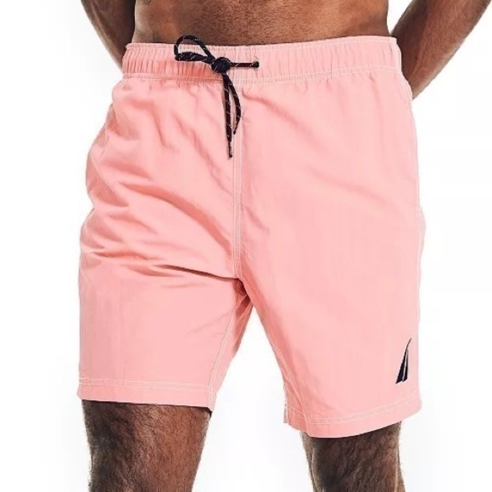 Nautica Men's Quick Dry Nylon 8" Swim Trunks in Teaberry Size S